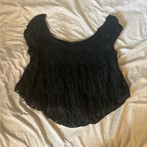 Black lace crop top